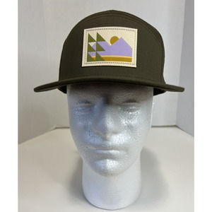 Wild Range‎ 7 Panel Mountain Patagonia Style Hat Adjustable Strap Olive Green OS
